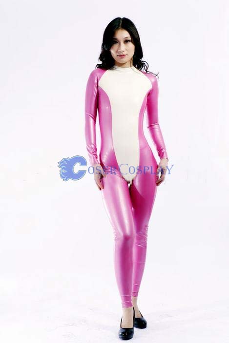 White Pink Costume Wetlook Catsuit